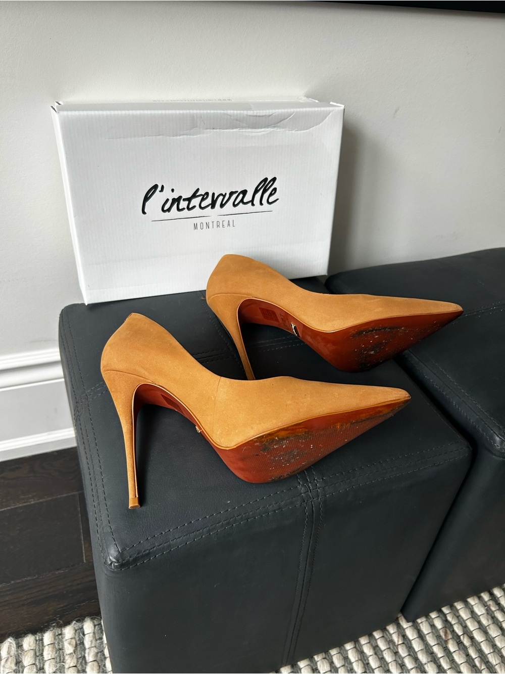 L'INTERVALLE Women's Tan Suede Pointed Toe Stiletto Heels - Picture 2 of 2